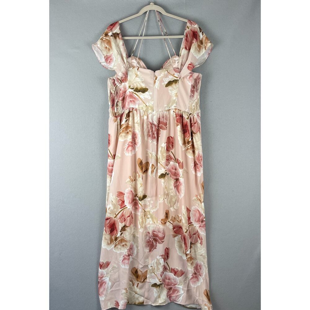 City Chic Maxi Dress Womens Medium 18 Pink Rose Faux Wrap Cocktail Drape NEW - Picture 14 of 16